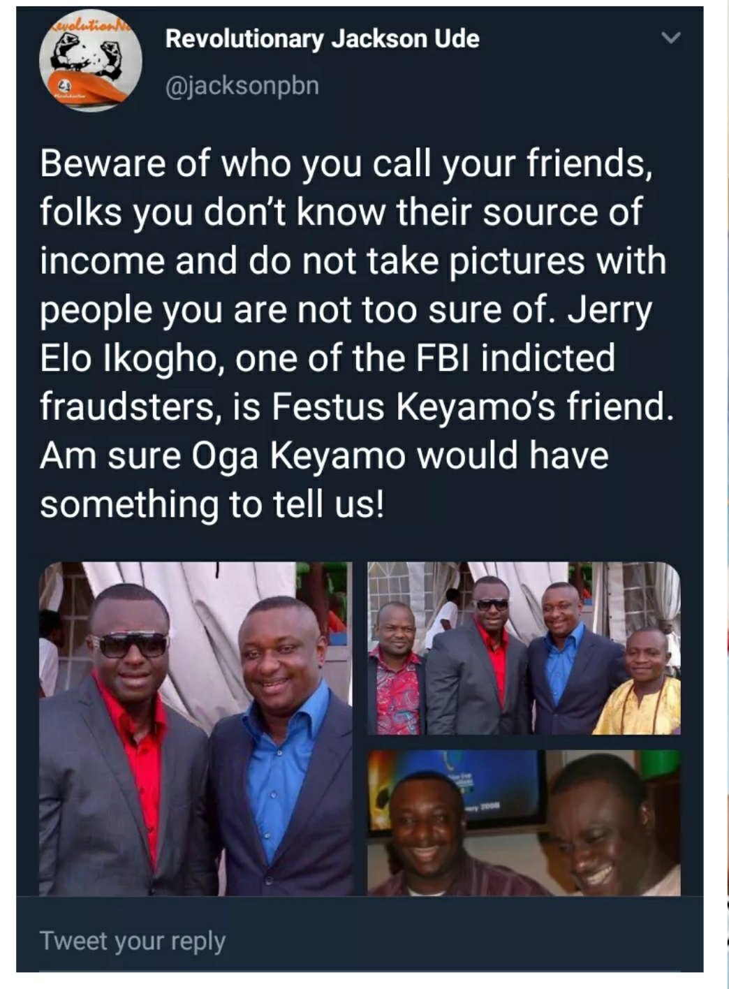 Festus keyamo spotted with an alleged scammer, Jerry Elo Ikogho.